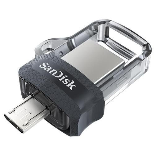 SanDisk Ultra Dual m3.0 USB flash drive 128 GB USB Type-A / Micro-USB 3.2 Gen 1 (3.1 Gen 1) Black, Silver, Transparent - Image 1