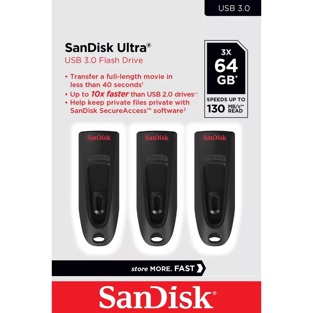 SanDisk Ultra USB flash drive 64 GB USB Type-A 3.2 Gen 1 (3.1 Gen 1) Black - Image 1