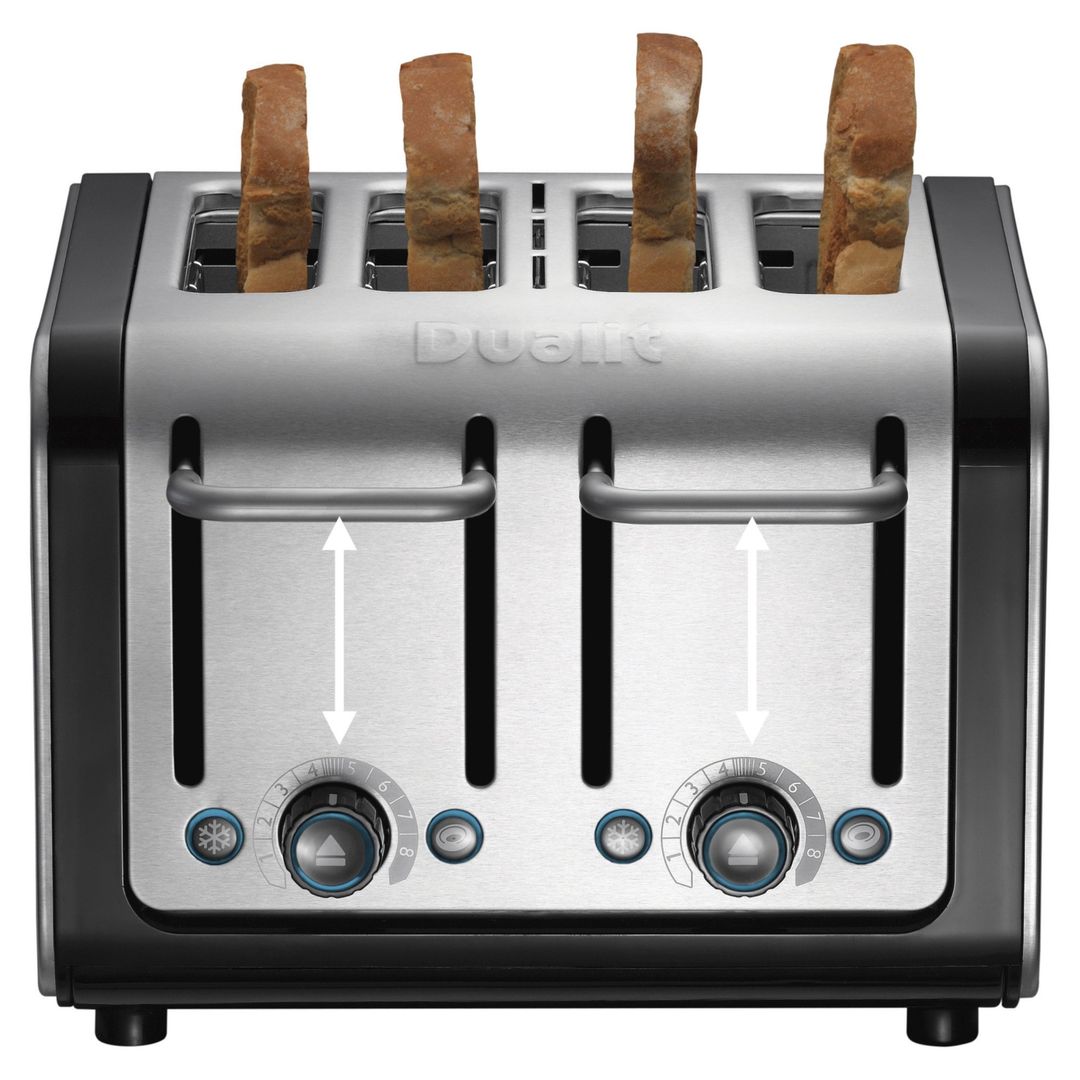 DUALIT Architect 46505 4-Slice Toaster - Black & Brushed Stainless Steel, Stainless Steel - Image 1