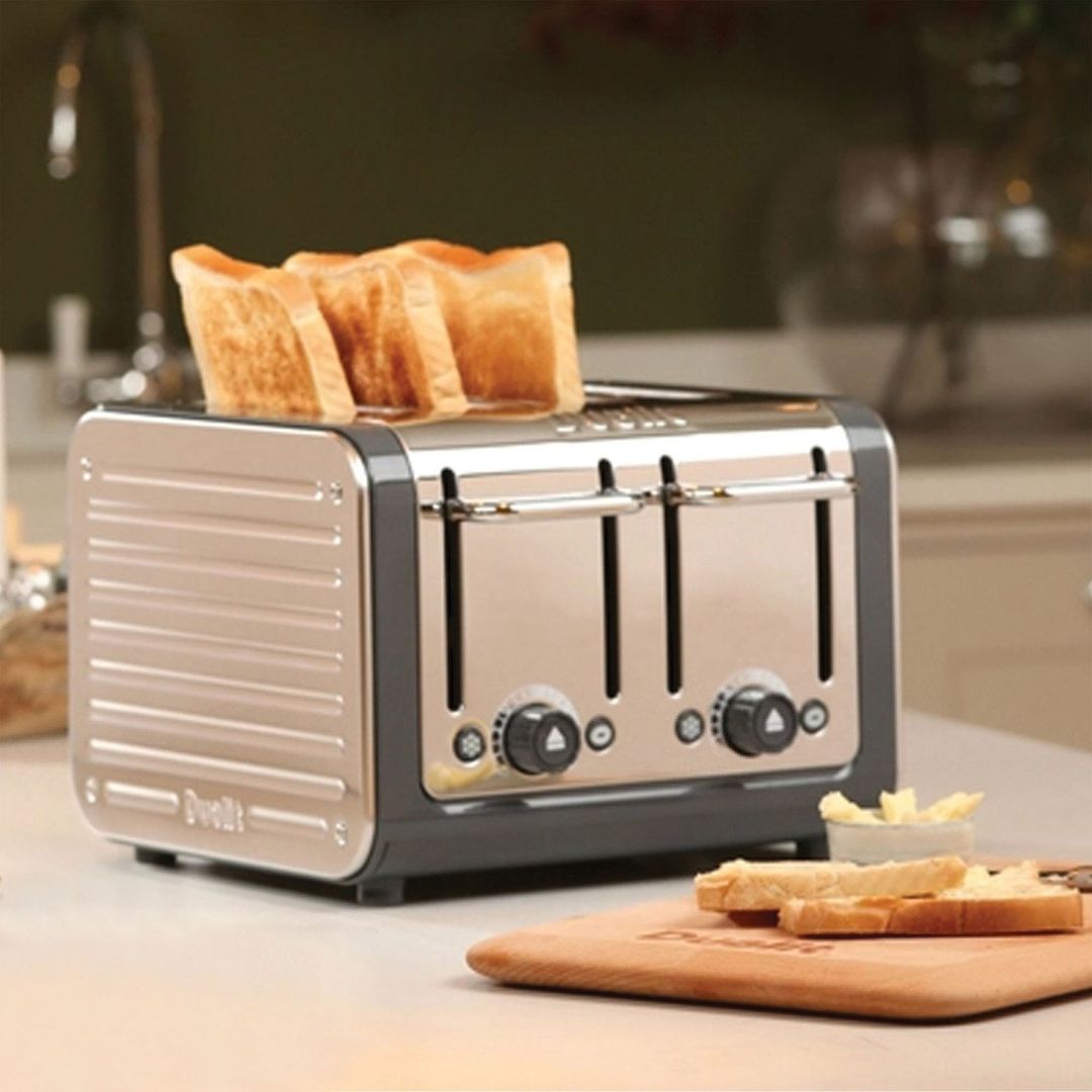DUALIT Architect 46526 4-Slice Toaster - Grey & Brushed Stainless Steel, Stainless Steel - Image 1