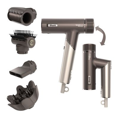 SHARK SpeedStyle Pro Flex HD542UK 4-in-1 Hair Dryer - Mocha Silver, Silver/Grey