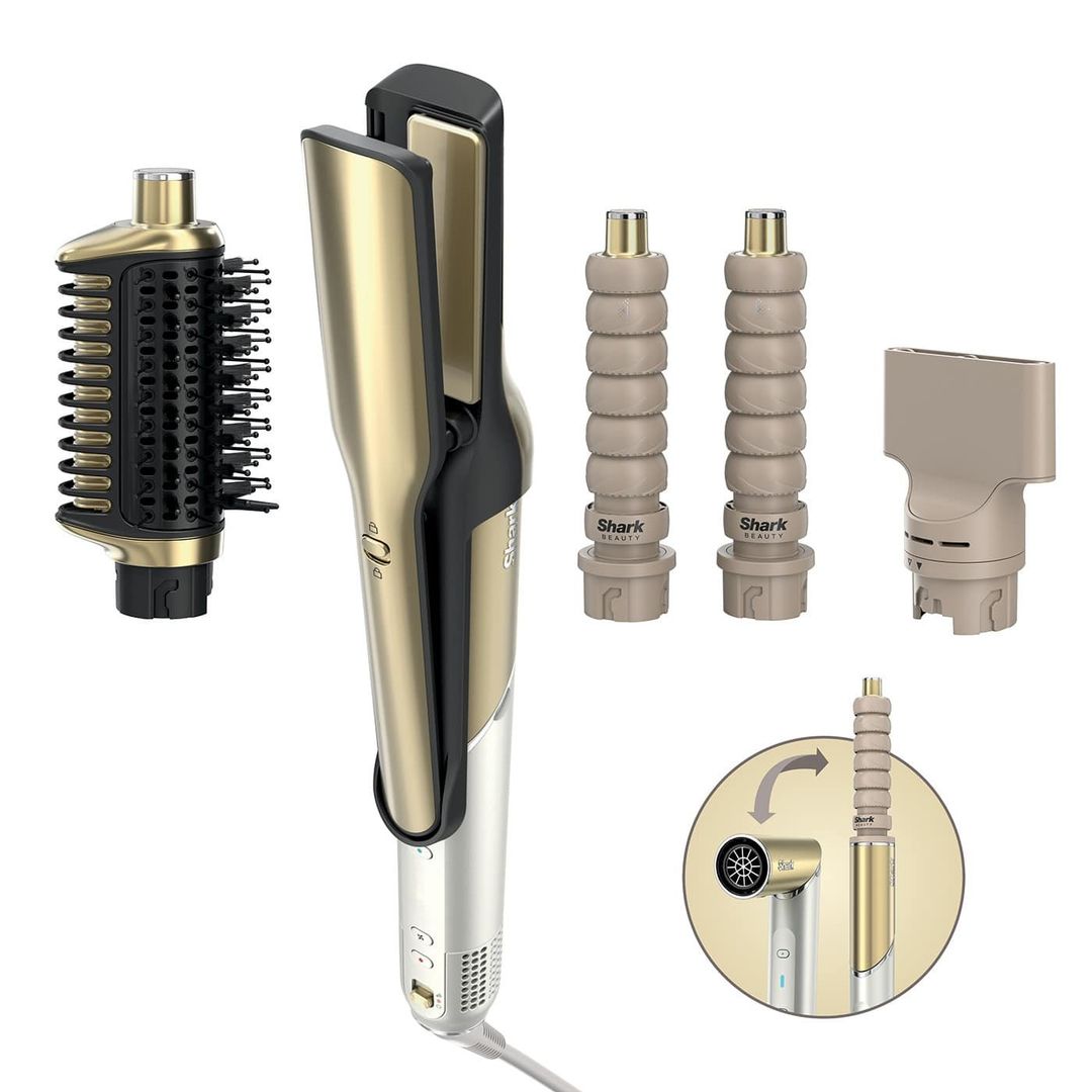SHARK HD6041SUK Glam Waves & Straight Multi-Styler - Gold, Gold - Image 1