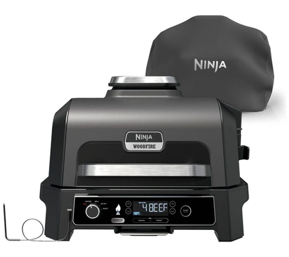 Ninja Woodfire Pro XL Electric BBQ Grill & Smoker with Cover in Grey Lid/Black Body | OG853UK | by SharkNinja - Image 1