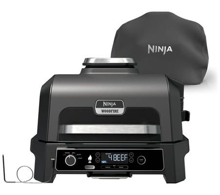 Ninja Woodfire Pro XL Electric BBQ Grill & Smoker with Cover in Grey Lid/Black Body | OG853UK | by SharkNinja