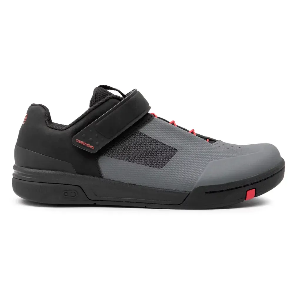 Crank Brothers Stamp SpeedLace Flat MTB Shoes Grey/Black/Red - Image 1