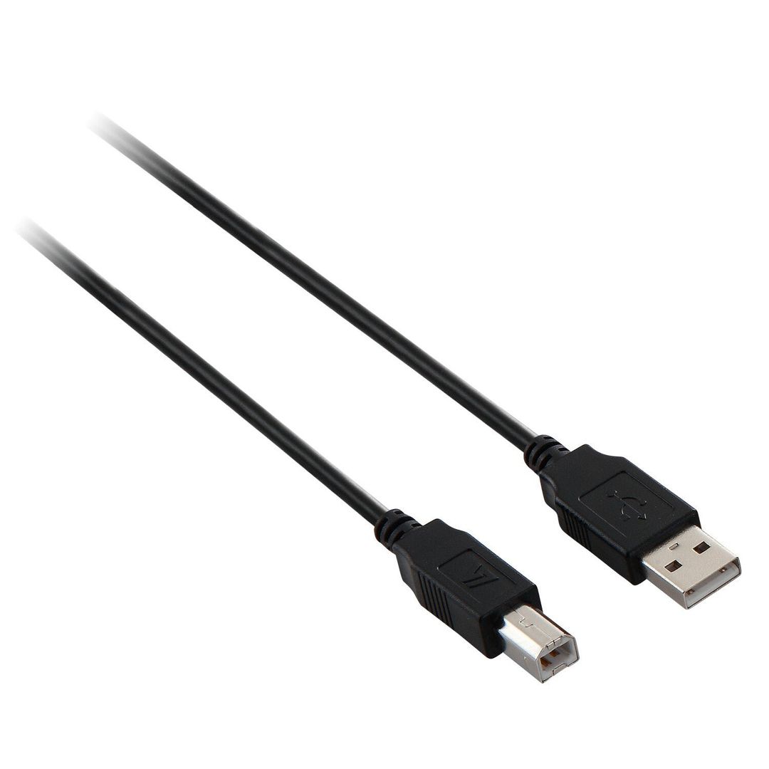 V7 Black USB Cable USB 2.0 A Male to USB 2.0 B Male 3m 10ft - Image 1