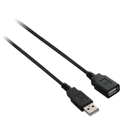 V7 Black USB Extension Cable USB 2.0 A Female to USB 2.0 A Male 1.8m 6