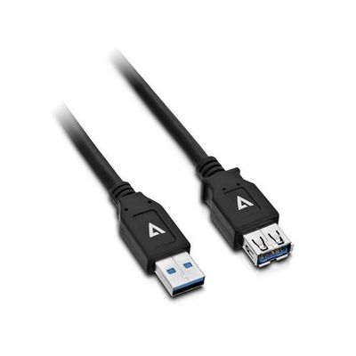 V7 Black USB Extension Cable USB 3.0 A Female to USB 3.0 A Male 2m 6.6