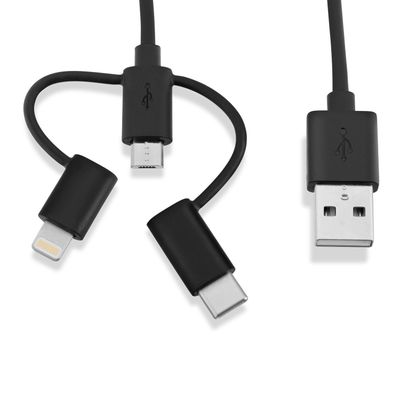 V7 Black USB Cable USB 2.0 A Male to Micro USB Male. Lightning Male. U