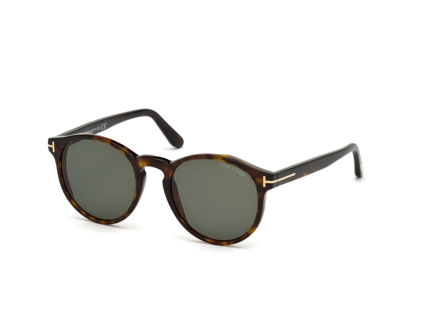 TOM FORD Unisex TOM FORD FT0591 IAN-02 52N Okulary przeciwsłoneczne Acetat Ciemna hawana Zielony Okrągły Normalna - Image 1