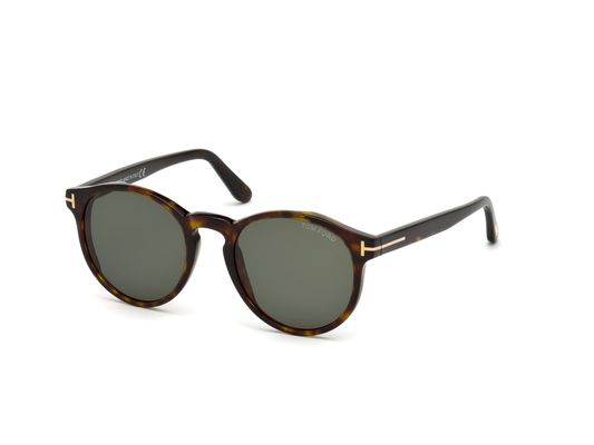 TOM FORD Unisex TOM FORD FT0591 IAN-02 52N Okulary przeciwsłoneczne Acetat Ciemna hawana Zielony Okrągły Normalna