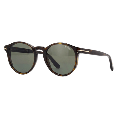 TOM FORD Unisex TOM FORD FT0591 IAN-02 52N Okulary przeciwsłoneczne Acetat Ciemna hawana Zielony Okrągły Normalna - Thumbnail 2