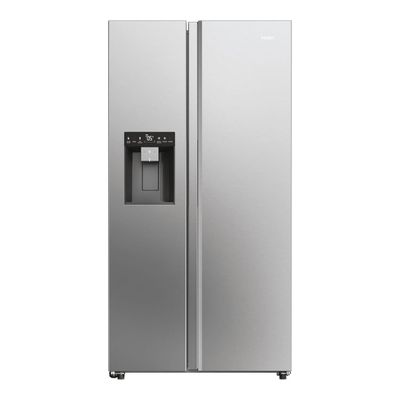 HAIER HSW59F18DIMM American-Style Smart Fridge Freezer - Platinum Inox, Silver/Grey