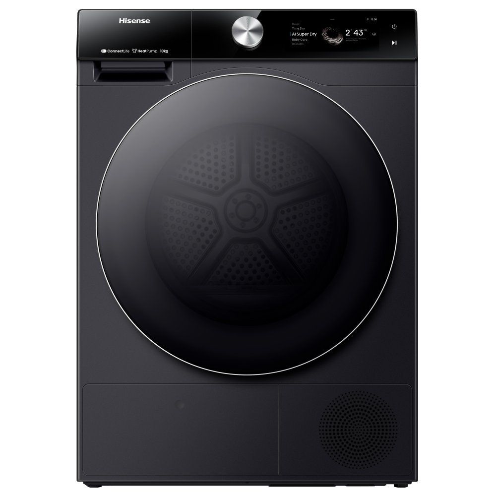 HISENSE 7S Series DH7S107BB AI WiFi-enabled 10 kg Heat Pump Tumble Dryer - Black, Black - Image 1
