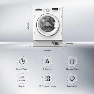 HISENSE 3 Series WF3M841BWI Integrated 8 kg 1400 rpm Washing Machine - White, White