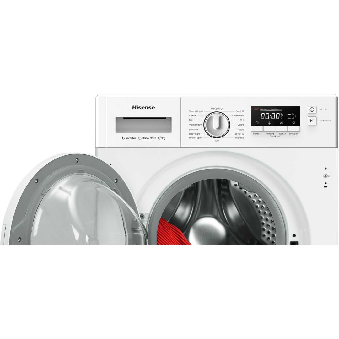HISENSE 3 Series WD3M841BWI Integrated 8 kg Washer Dryer - White, White - Image 1