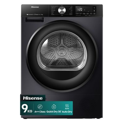 HISENSE 3S Series DH3S902BBCC WiFi-enabled 9 kg Heat Pump Tumble Dryer - Black, Black