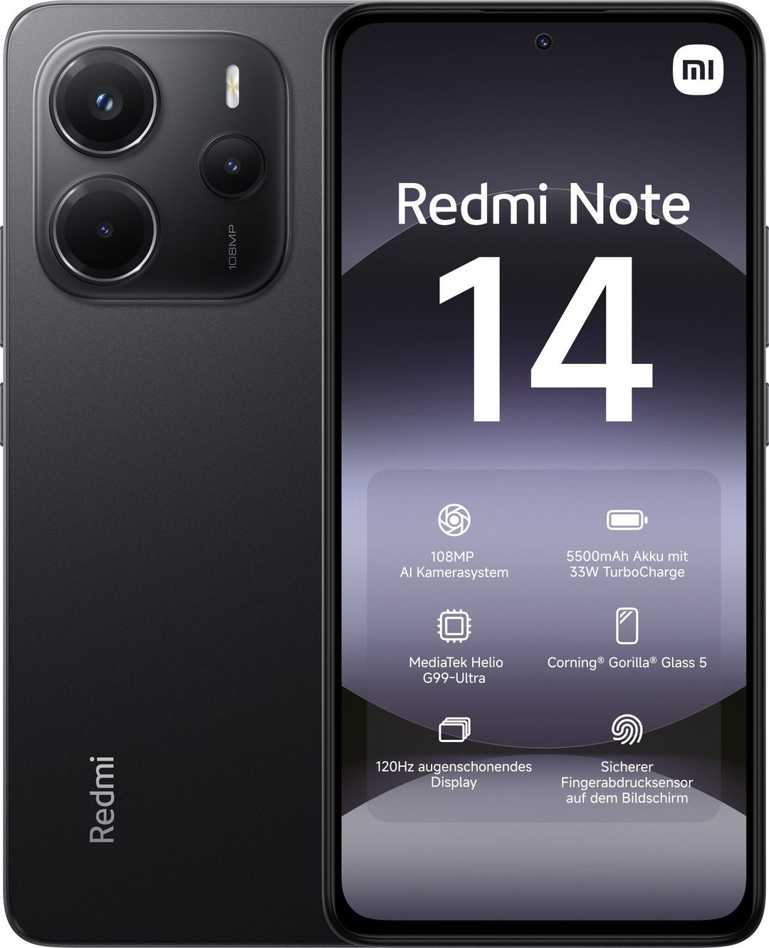 Xiaomi Redmi Note 14 16.9 cm (6.67") Hybrid Dual SIM 4G USB Type-C 6 GB 128 GB 5500 mAh Black - Image 1