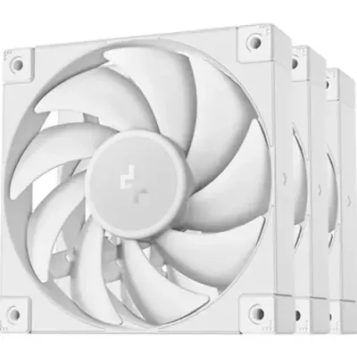 DeepCool FD12 120mm Case Fan 3-Pack PWM Control High Airflow Low Noise Hydro Bearing White Anti-Vibration Pads 4-Pin Connector