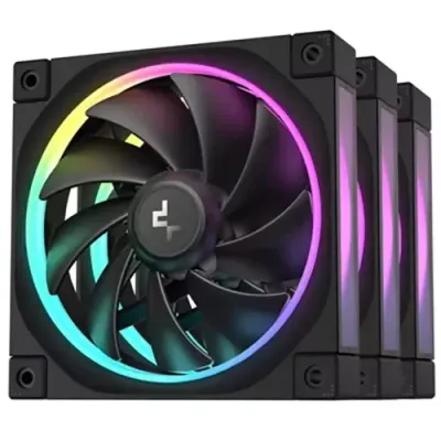 DeepCool FL12-3 in 1 Computer case Fan 12 cm Black 3 pc(s) - Thumbnail 2