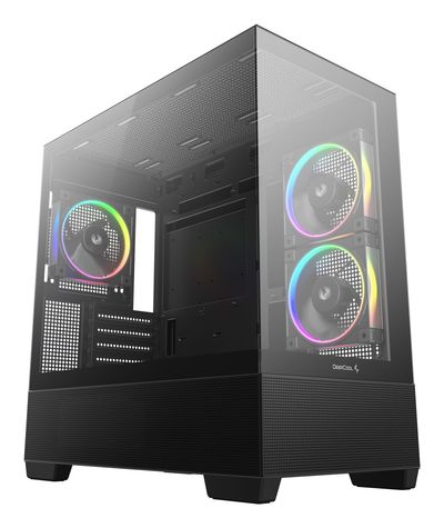DeepCool CG380 3F Micro-ATX Gaming Case Black Panoramic Tempered Glas