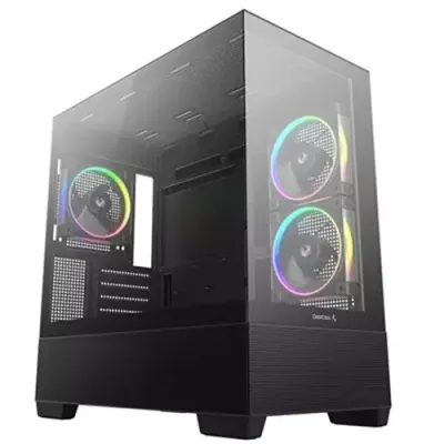 DeepCool CG380 3F Micro-ATX Gaming Case Black Panoramic Tempered Glas - Thumbnail 2