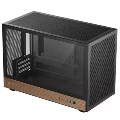 DeepCool CH260 Micro-ATX Mini Tower PC Gaming Case - Black, Wood - Thumbnail 2