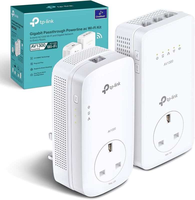 TP-LINK TL-WPA8631P AV1300 WiFi Powerline Adapter Kit - Twin Pack, White - Image 1