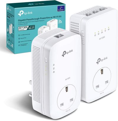 TP-LINK TL-WPA8631P AV1300 WiFi Powerline Adapter Kit - Twin Pack, White