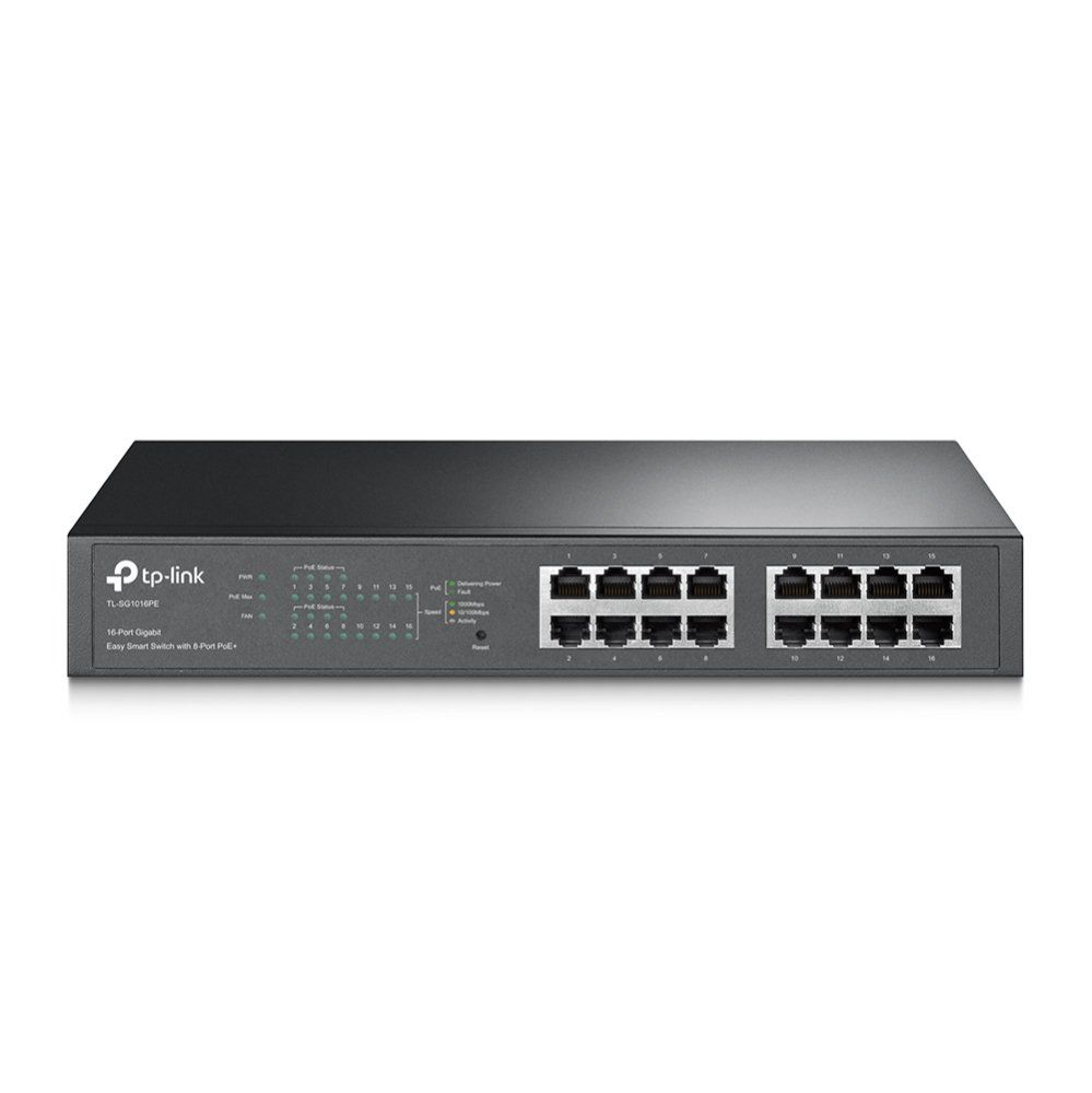 TP-Link TL-SG1016PE network switch Managed L2 Gigabit Ethernet (10/100/1000) Power over Ethernet (PoE) Black - Image 1
