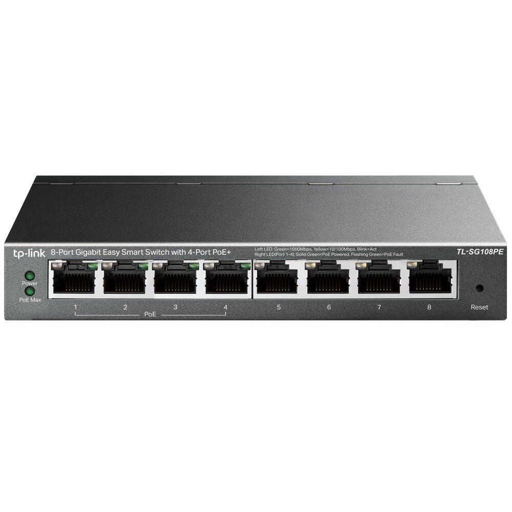 TP-LINK TL-SG108PE Managed Network Switch - 8 Port, Silver/Grey - Image 1