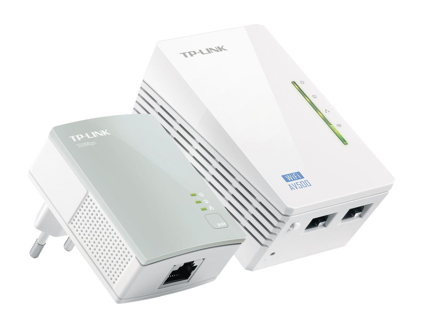 TP-LINK WPA4220 WiFi Powerline Adapter Kit - AV600, Twin Pack, White - Image 1
