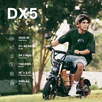 iScooter DX5Pro / DX5 2000W Electric Scooter with Seat & Large Basket - Moped Style