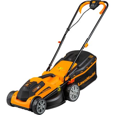 LAWNMASTER MX 24V Cordless Lawn Mower with 2 Batteries - Orange & Black