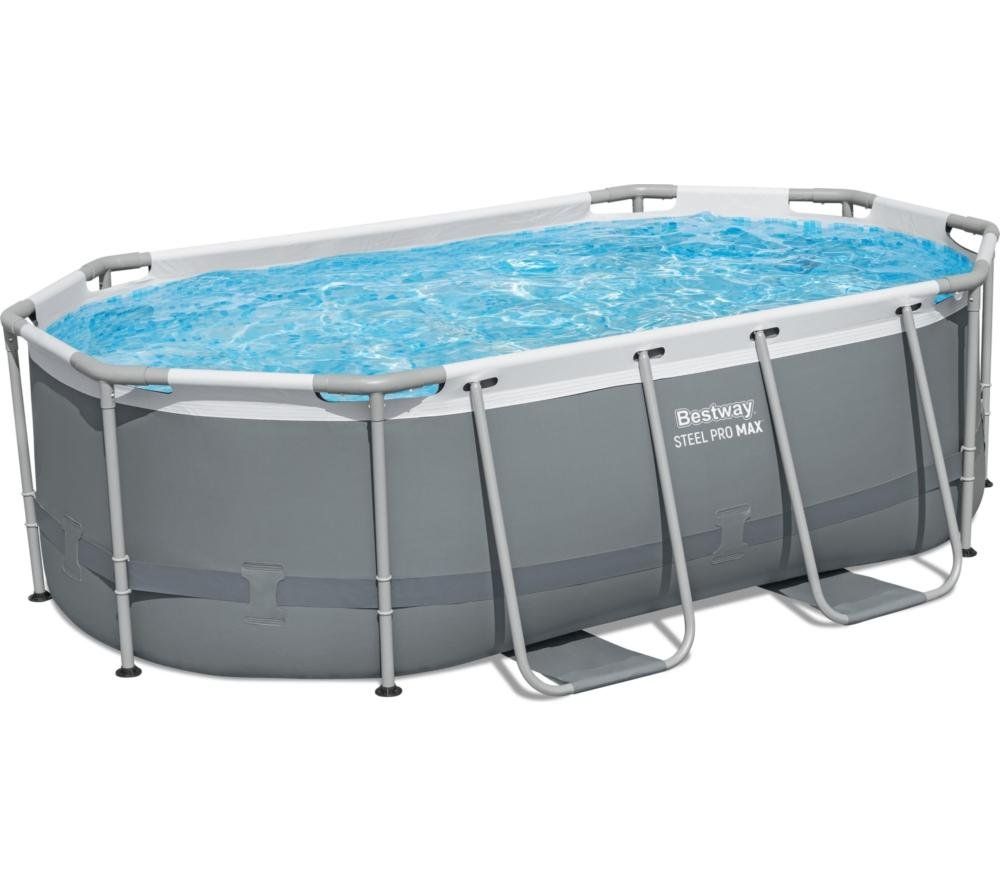 BESTWAY 10ft x 33" Steel Pro MAX BW5614AGB-25 Oval Swimming Pool - Dark Grey - Image 1