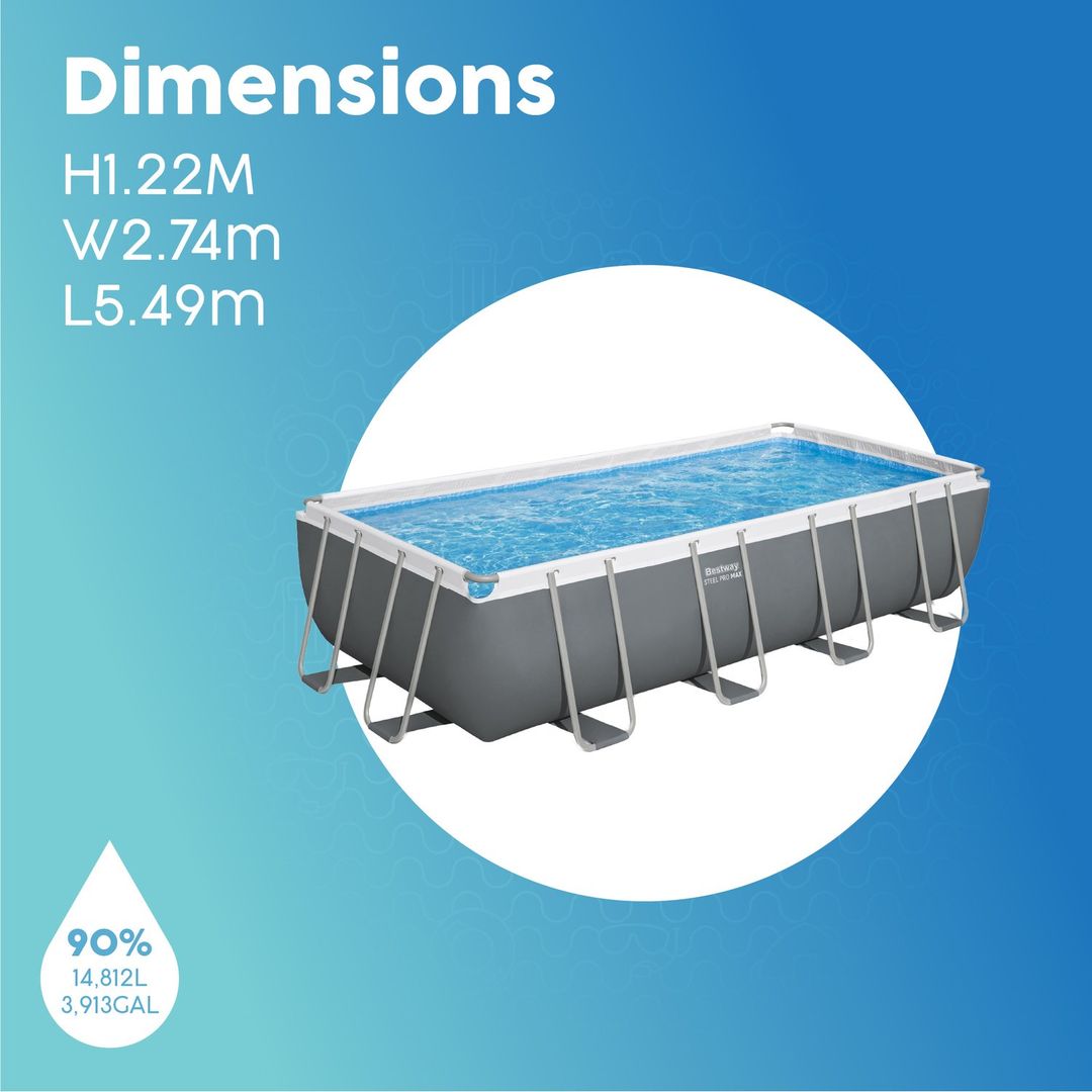 BESTWAY 18ft x 48" Steel Pro MAX Oval Swimming Pool Grey - Image 1