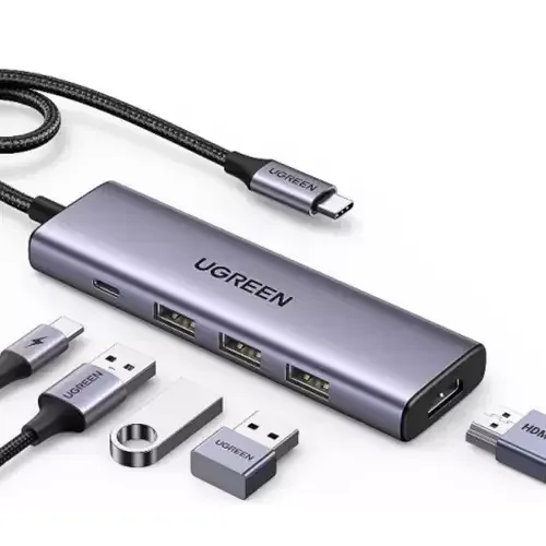 Ugreen 15596 laptop dock/port replicator Wired USB 3.2 Gen 1 (3.1 Gen 1) Type-A + Type-C Aluminium - Image 1