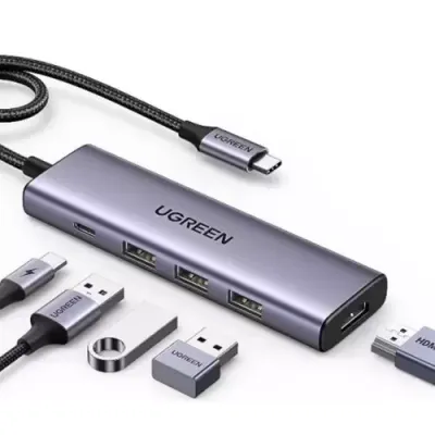 Ugreen 15596 laptop dock/port replicator Wired USB 3.2 Gen 1 (3.1 Gen 1) Type-A + Type-C Aluminium
