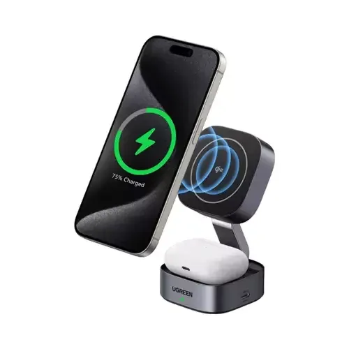 Ugreen 2-in-1 Qi2 Magnetic Foldable Charging Station (No AC Adapter) - Image 1