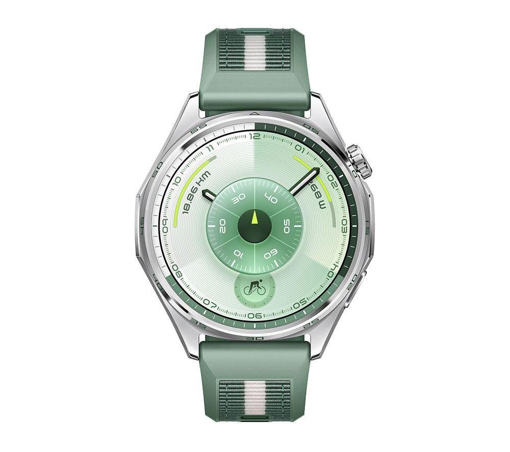 HUAWEI Watch GT 6 - Silver with Green Woven Strap, 46 mm, Silver/Grey,Green - Image 1
