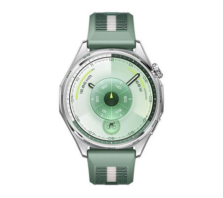 HUAWEI Watch GT 6 - Silver with Green Woven Strap, 46 mm, Silver/Grey,Green