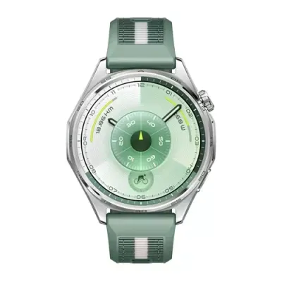 HUAWEI Watch GT 6 - Silver with Green Woven Strap, 46 mm, Silver/Grey,Green - Thumbnail 2