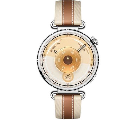 HUAWEI Watch GT 6 - Silver with Brown Composite Leather Strap, 41 mm, Brown,Silver/Grey
