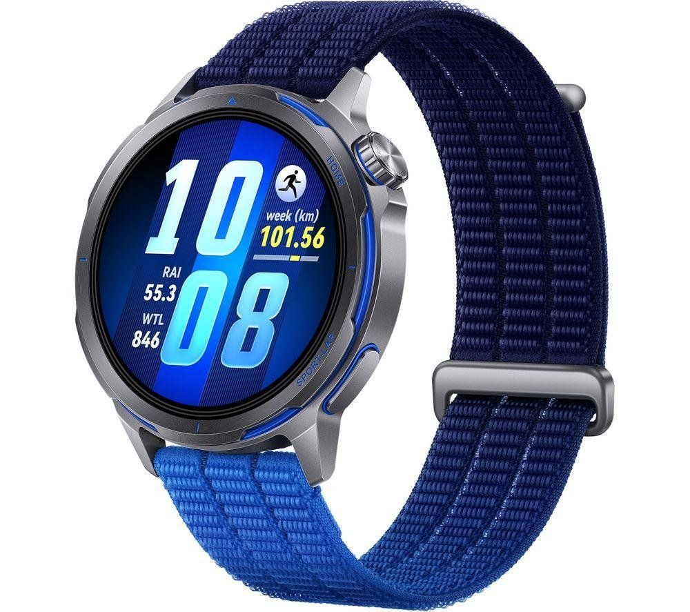 HUAWEI Watch GT Runner 2 - Titanium with Dusk Blue Woven Strap, 43.5 mm, Blue,Silver/Grey - Image 1
