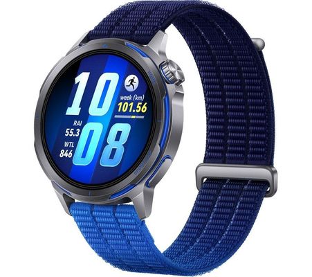 HUAWEI Watch GT Runner 2 - Titanium with Dusk Blue Woven Strap, 43.5 mm, Blue,Silver/Grey
