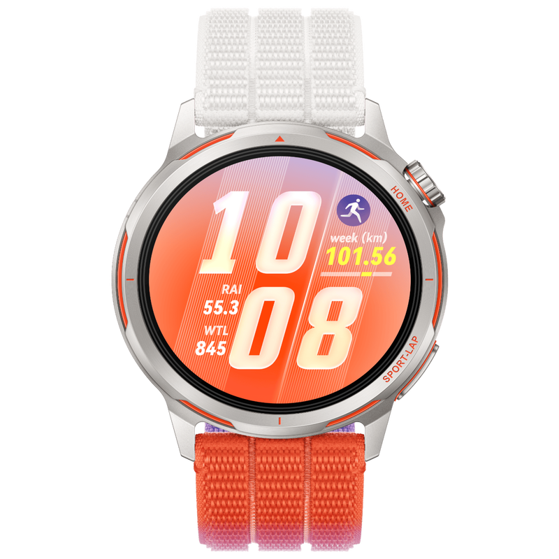 HUAWEI Watch GT Runner 2 - Titanium with Dawn Orange Woven Strap, 43.5 mm, White,Silver/Grey,Orange - Image 1