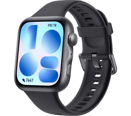 HUAWEI Watch Fit 5 - Black Aluminium Alloy with Black Fluoroelastomer Strap, Black