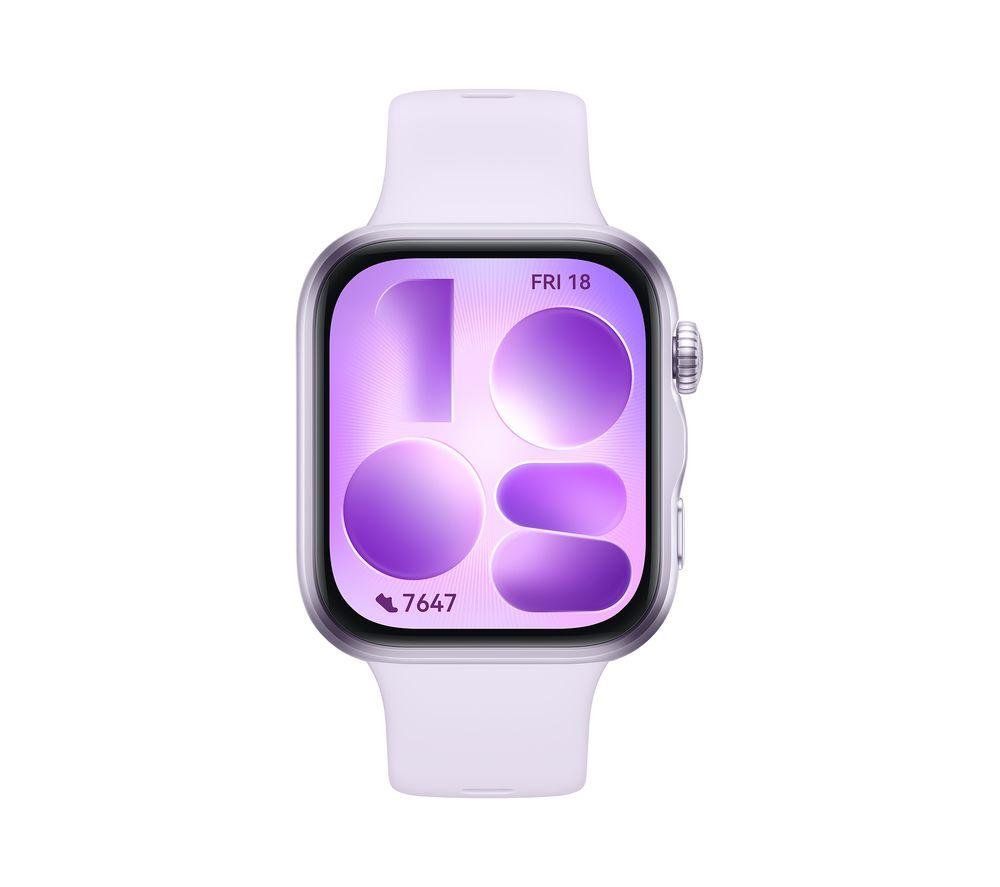 HUAWEI Watch Fit 5 - Silver Aluminium Alloy with Purple Fluoroelastomer Strap, White,Purple,Silver/Grey - Image 1