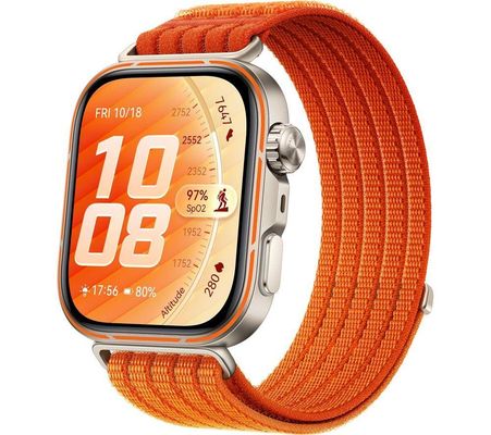 HUAWEI Watch Fit 5 Pro - Titanium Orange with Orange Woven Strap, Orange