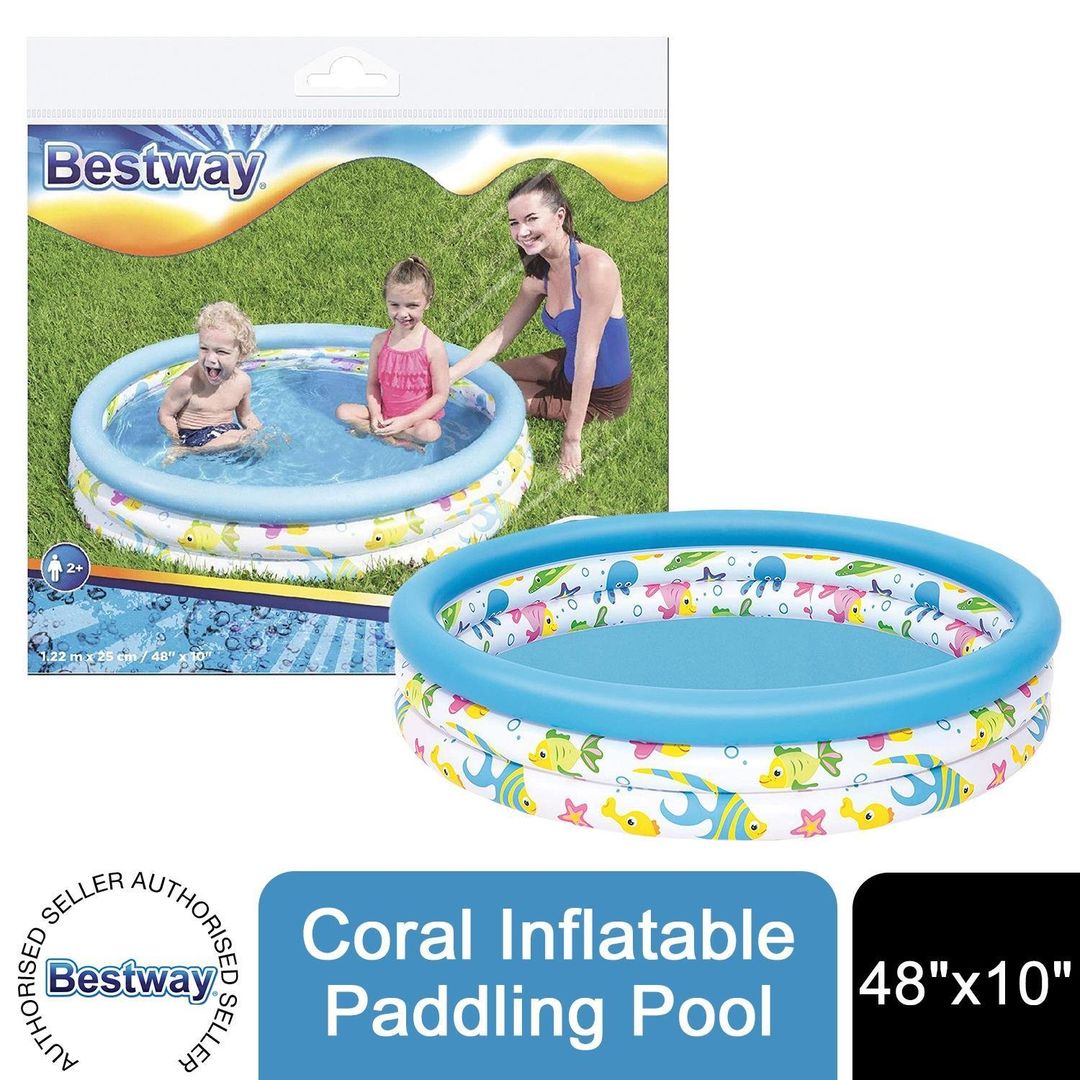 Bestway Inflatable Ocean Life Kids Paddling Pool - Ocean Blue - Image 1
